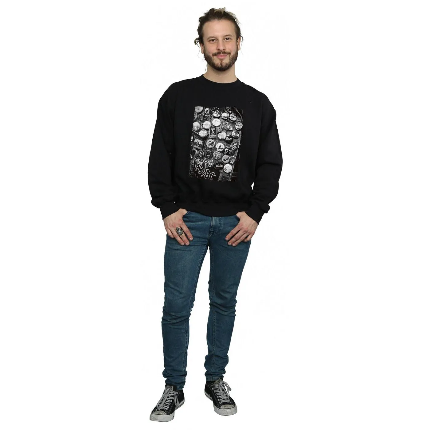 AC/DC Mens Badges Collection Cotton Sweatshirt