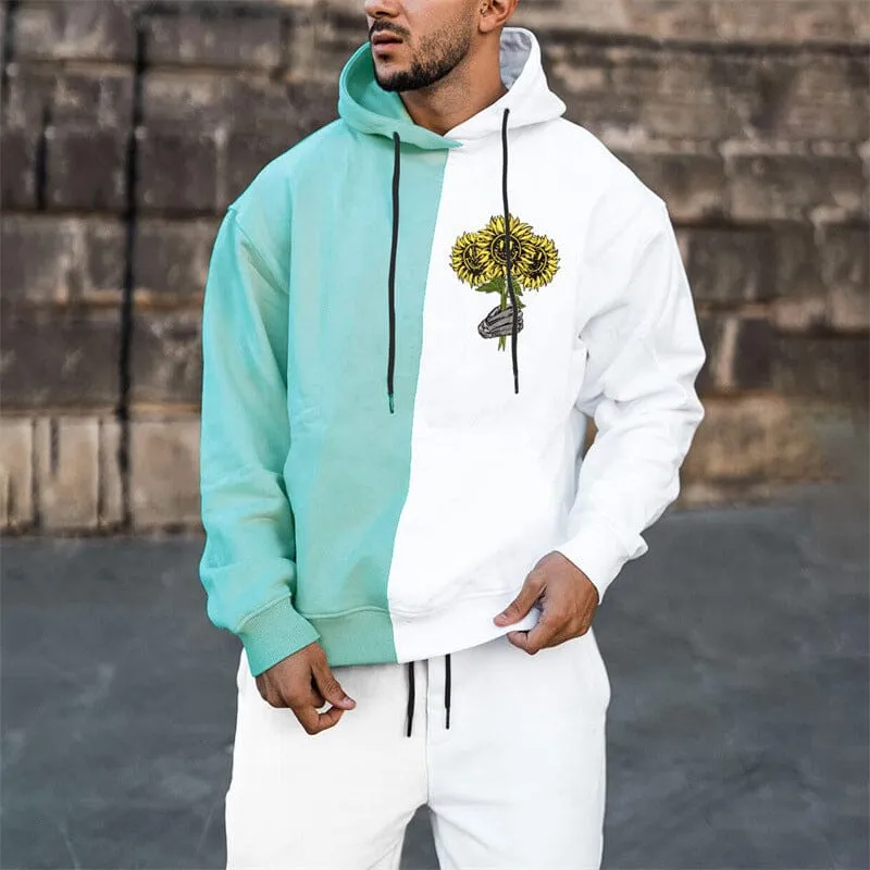 Hooded Panelled Printed Sweatshirt