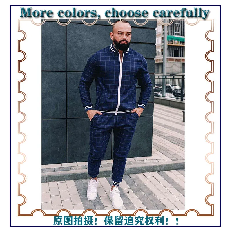 Jinquedai  New Gentlemen Tracksuit Set Jackets Sets Men zipper Suit Men's Fashion Tracksuit Sportsuit Men Sweatshirts Sportswear Coat Pant