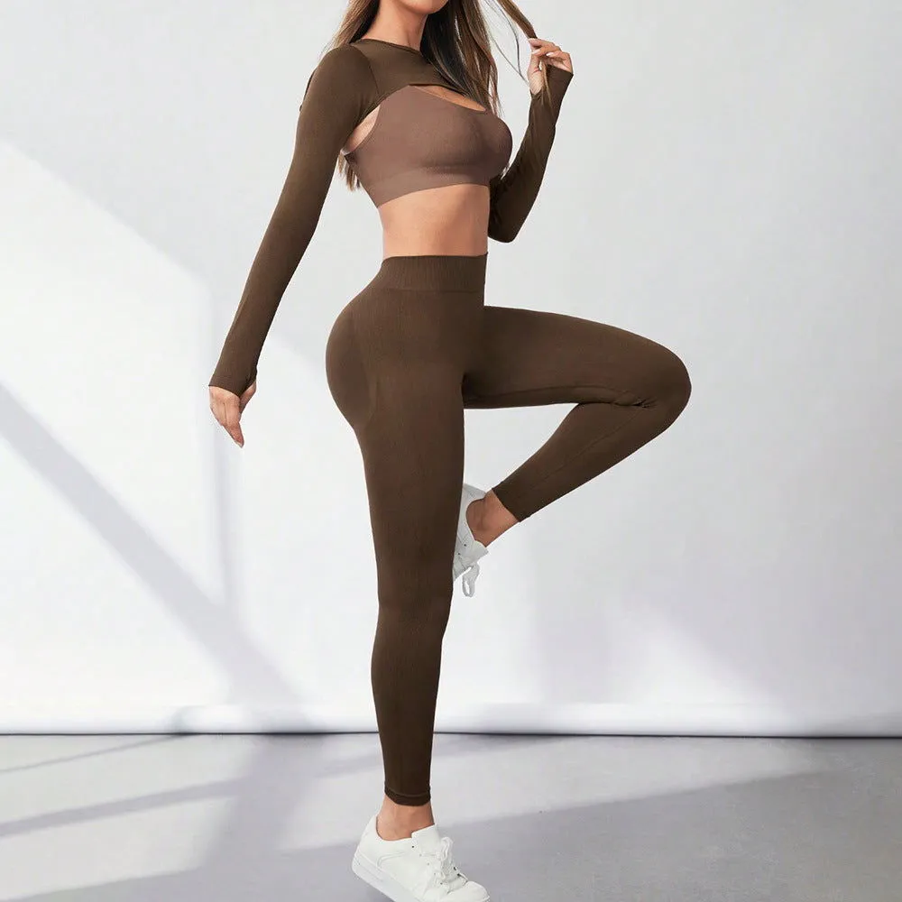 Sexy Yoga Clothes Sports Suit Women Body Shaping Shawl Yoga Outer Wear Abdominal Shaping High Waist Fitness Trousers