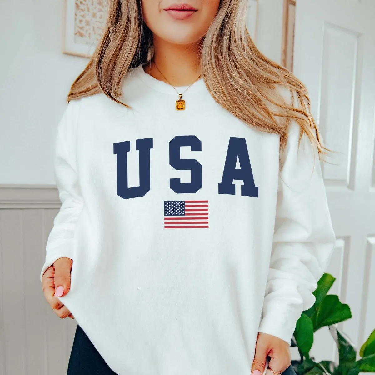 USA Flag Comfort Colors Crew Sweatshirt