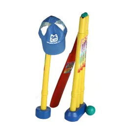 World Cup Cricket Set (1 Bat, 1 Cap, 1 Ball, 4 Wickets)